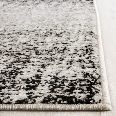 Chic Silver and Black Synthetic 30" Easy-Care Runner Rug