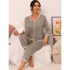 cheibear Women's Long Sleeve Pullover Top with Pants Sleepwear Pajama Sets - 2 of 4