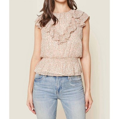 Women's Gauzy Floral Ruffled Blouse - SUGARLIPS