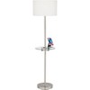 360 Lighting Caper Modern Floor Lamps with Tray Table 60 1/2" Tall Set of 2 Brushed Nickel USB and Outlet Off White Fabric Drum Shade for Living Room - 3 of 4