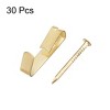 Unique Bargains Photo Frame Hanging Hooks Kit for Wall Mounting Brassy 1.73" x 0.35" 30 Pcs - 3 of 3