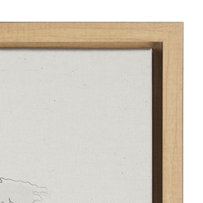 Natural Framed Abstract World Map Canvas Print, 23x33