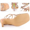 Perphy Women's Slingback Rhinestone Square Toe Ankle Strap Stiletto Heel Sandals - 3 of 3
