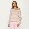 Anna-Kaci Women’s Oversized Striped Knit Sweater with Soft Chunky Texture Slouchy Off-Shoulder Fit and Drop-Sleeve Silhouette - 2 of 4