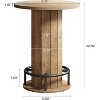Lantine 39.4" H Round Bar Table, Wood Bistro Pub Table with Metal Ring Footrest for Dining Cocktail Living Room, Small Space,(Only Table) - 3 of 4