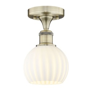 White Venetian - 1 Light Semi-Flush Mount In Modern Style-8.13 Inches Tall and 6 Inches Wide - 1 of 1