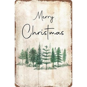 Lomsoe Vintage Tin Signs Christmas Metal Sign Merry Christmas Vintage Retro Christmas Tree Metal Sign For Home Living Room Decor 8x12 Inches - 1 of 1