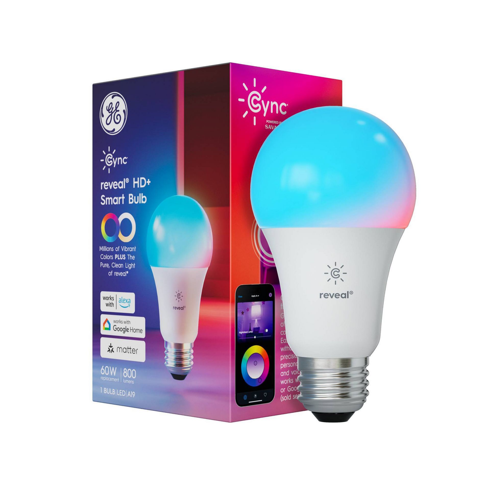 GE CYNC Reveal Smart A21 LED Light Bulbs Full Color