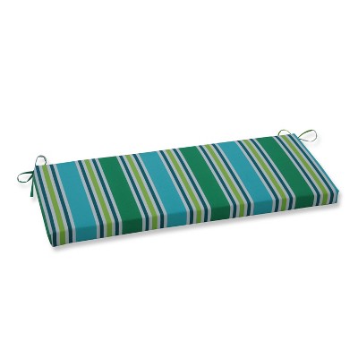 Pillow Perfect Aruba Stripe Outdoor Bench Cushion Turquoise/Green