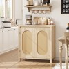 Coolmee Mid Century Sideboard Buffet - Retro Storage Cabinet with Rattan Doors & Adjustable Shelf, Accent Console for Living Room, Dining Room - 2 of 4