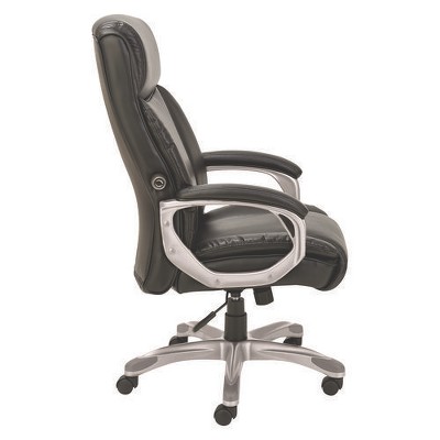 Brown High-Back Leather Executive Swivel Chair with Adjustable Arms