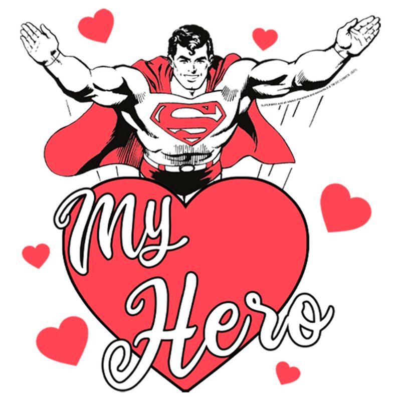 Juniors Womens Superman Valentine's Day My Hero T-Shirt, 2 of 5