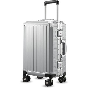 LUGGEX Aluminum Frame Luggage with Spinner Wheels, Zipperless Polycarbonate Hard Shell Suitcase, Carry On 20 Inch, Silver Grey - 1 of 4