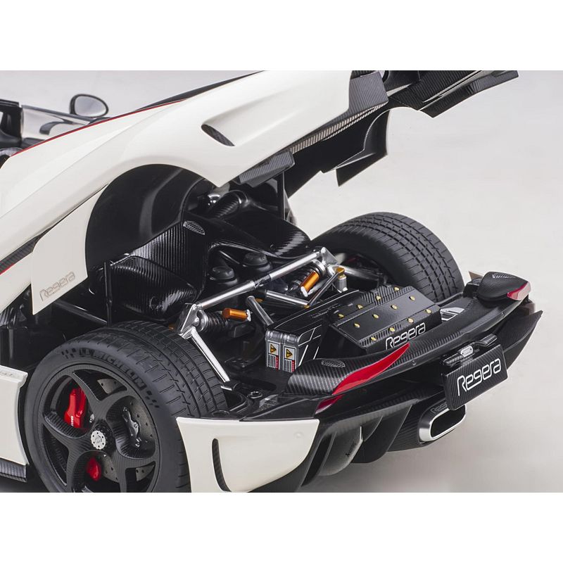 Koenigsegg Regera White with Black Carbon and Red Stripes 1/18  Model Car by Autoart, 5 of 7