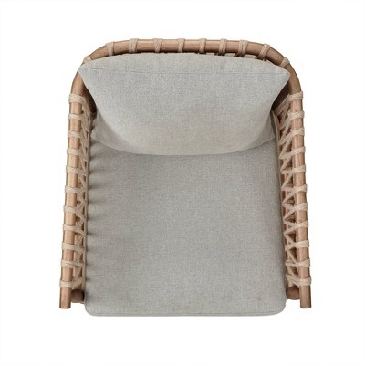 Natural Wood and Jute Rope Barrel Accent Chair