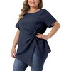 Agnes Orinda Women's Plus Size Asymmetrical Hem Short Sleeve Twist Knot T-Shirt - 2 of 4