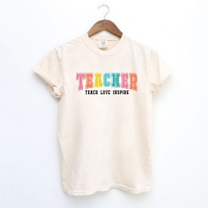 Simply Sage Market Women's Teacher Bright Varsity Short Sleeve Garment Dyed Tee - 1 of 4