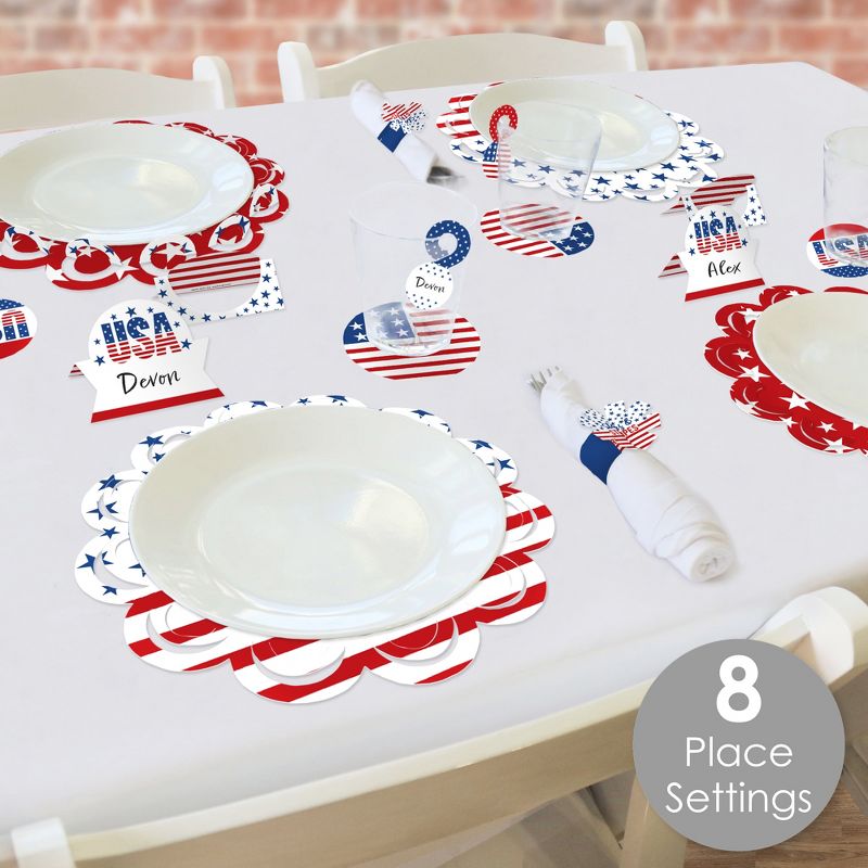 Big Dot of Happiness Stars & Stripes - Patriotic Party Paper Charger and Table Decorations - Chargerific Kit - Place Setting for 8, 3 of 10