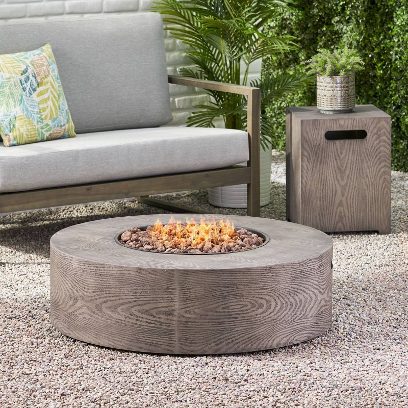 Senoia Outdoor Round Fire Pit with Tank Holder - Brown - Christopher Knight Home, 3 of 15