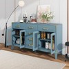 6-drawer and 2-Cabinet Retro Sideboard with Extra Large Storage Space, with Gold Handles and Solid Wood Legs, for Kitchen and Living Room - 3 of 4