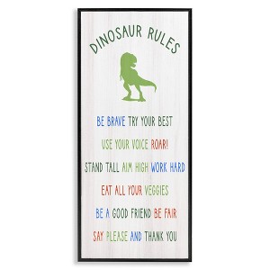 Stupell Industries Dinosaur Rules Kids List, 13" x 30" - 1 of 4