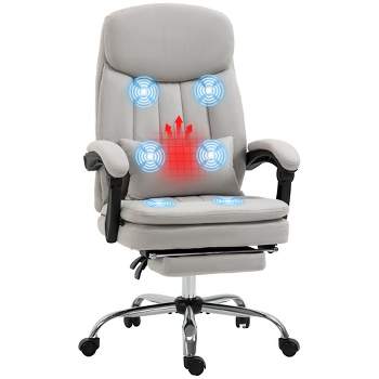 Vinsetto Vibration Massage Office Chair with Heat, Lumbar Pillow, Footrest, Microfibre Comfy Computer Chair