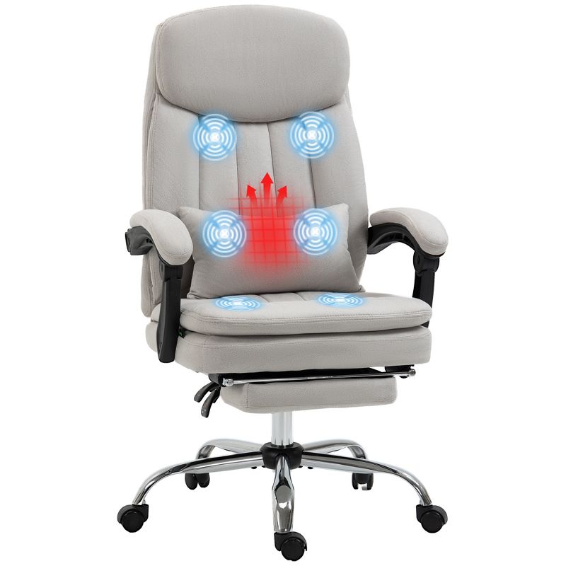 Vinsetto Vibration Massage Office Chair with Heat, Lumbar Pillow, Footrest, Microfibre Comfy Computer Chair, 1 of 7