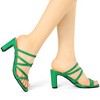 Allegra K Women's Square Toe Crisscross Strap Block Heels Slide Sandals - 2 of 4