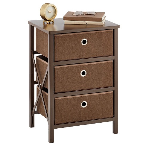 Mdesign 3 Drawer Foldable Fabric And Wood Dresser Storage Unit Espresso Brown Target