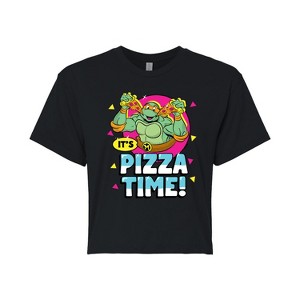 Women's - Teenage Mutant Ninja Turtles - Pizza Time Cropped Graphic T-Shirt - 1 of 4