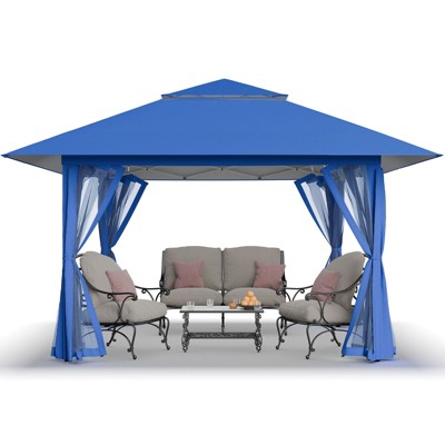 13x13 Pop Up Gazebo Canopy Tent - Outdoor Patio & Backyard Shelter Blue