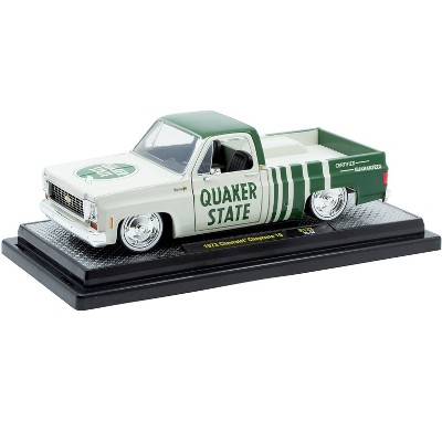 1973 Chevrolet Cheyenne 10 Pickup Truck "Quaker State" Beige and Green Limited Edition 1/24 Diecast Model Car by M2 Machines