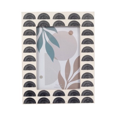 Sagebrook Home 5" x 7" Decorative Photo Frame - Contemporary Resin Ivory and Black Arch Design Picture Frame - Home