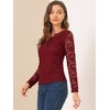 INSPIRE CHIC Women's Floral Embroidery Sheer Long Sleeves Lace Blouse - 4 of 4