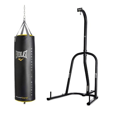 Everlast Powercore 80 Pound Boxing MMA Training Hanging Heavy Bag and  Powder Coated Steel Heavy Bag Stand, Black