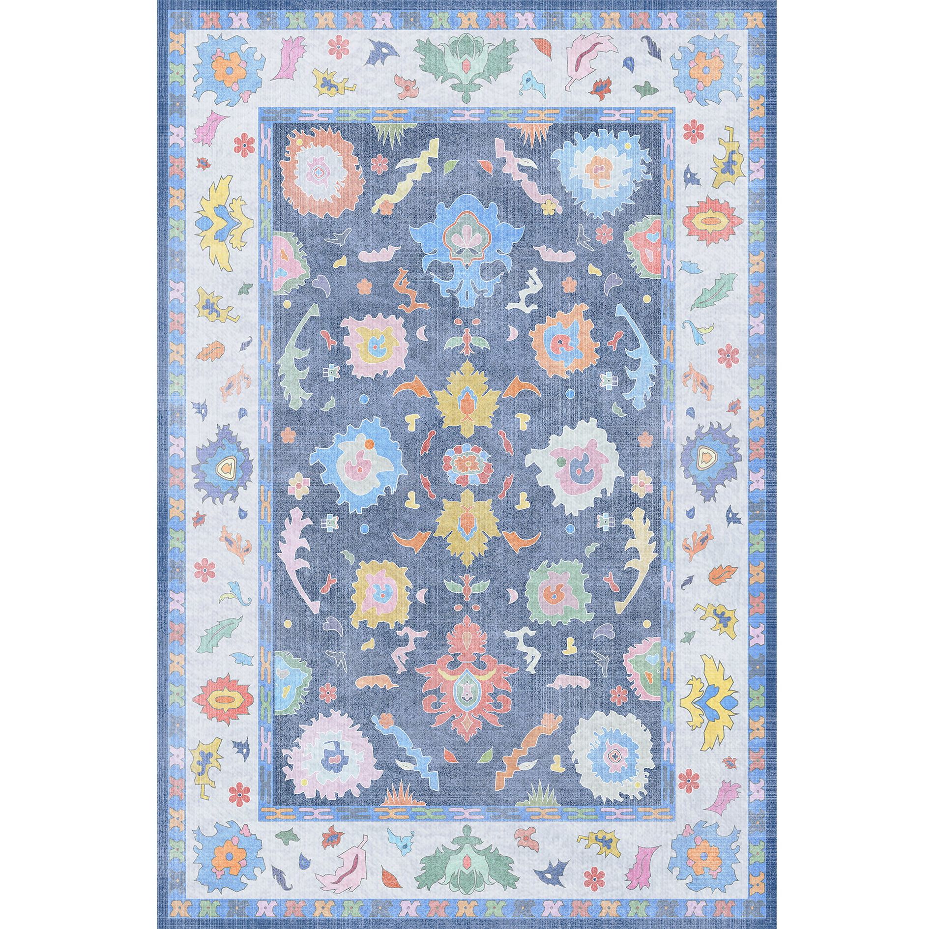 Washable Oushak Rug Non Slip Rugs for Living Room, Soft Rug for Bedroom Kids Nursery, Dining Room, Home Office Home Decor