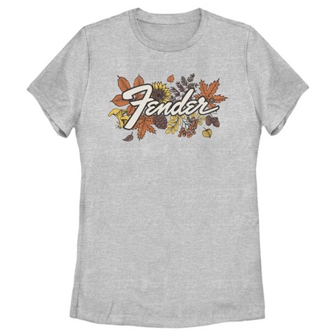 Women s Fender Fall Leaves Logo T shirt Athletic Heather X