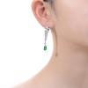 Guili Sterling Silver White Gold Plated Fauna Drop Earrings with Emerald Green Cubic Zirconia, A Beautiful Nature-Inspired Accessory for a Bold Look - 2 of 3