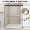 Zevemomo56"-60"Wx72"H Double Sliding Shower Door,with1/4" (6mm)Thick Clear Tempered Glass,Silent Soft-Close Shatterproof, Stainless Steel Handle Black - 2 of 4
