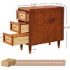 Tribesigns End Table with 3 Drawers, Solid Wood Sofa Side Table with Rattan Front, Narrow Nightstand for Living Room, Bedroom, Brown - 3 of 4