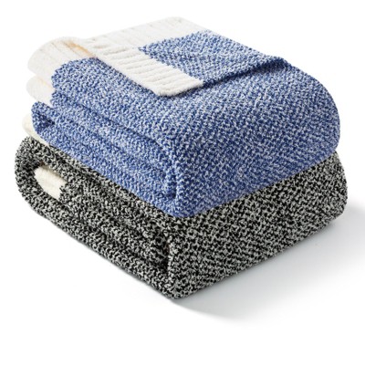 Snuggle Sac Soft Reversible Throw Blanket Knitted Blanket Cozy Bedding Blankets Group