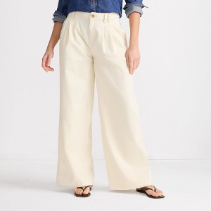 Lands' End Women's Lightweight Denim Mid Rise Pleated Slouchy Jeans - 1 of 4