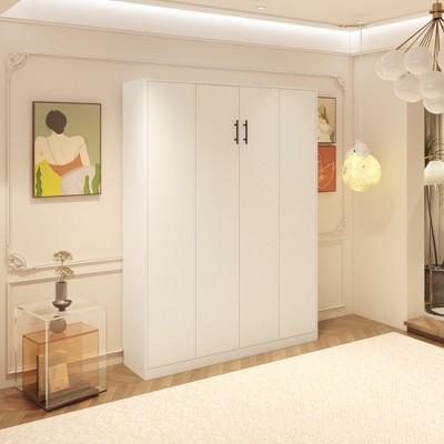 FUFU&GAGA Multifunctional Queen Size Murphy Bed White: Foldable Design, Ultimate Space Saving, Creating a Beautiful and Practical Home