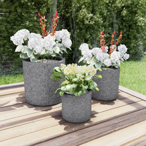 Nature Spring Set of 3 Clay Planters for Indoor or Outdoor Use - Gray - 1 of 4