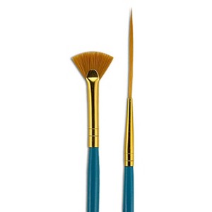 Fundamentals Short Handled Brush Set - Economical Paint Brush Set No. 9 for Beginning Artists - Mini Art Brushes #00 Fan and #10x0 Liner Set of 2 - 1 of 4
