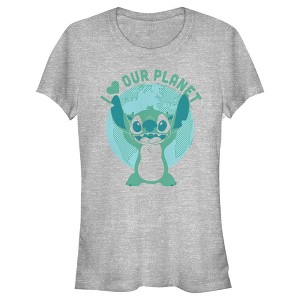 Juniors Womens Lilo & Stitch I Heart Our Planet T-Shirt - 1 of 4