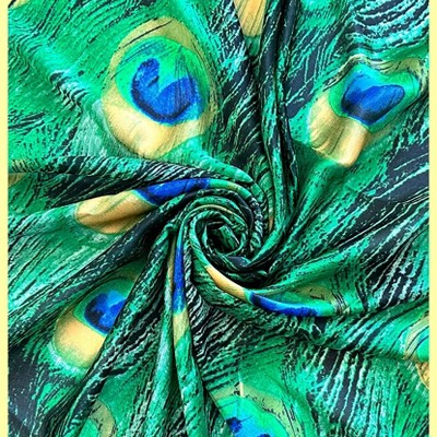 Wrapables Silk Like Satin Polyester Large Scarf Wrap, Peacock Feathers - image 5