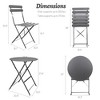 3 Pieces Patio Bistro Balcony Metail Chair Table Set - 2 of 4