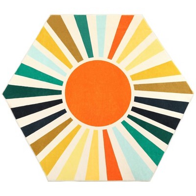 Washable Modern Colorful Rug Non Slip Low Pile Rug Soft Sun Accent Throw Floor Cover Foldable Indoor Carpet for Living Room Bedroom Playroom