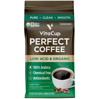 VitaCup Perfect Low Acid Dark Roast Whole Bean Coffee - 10oz